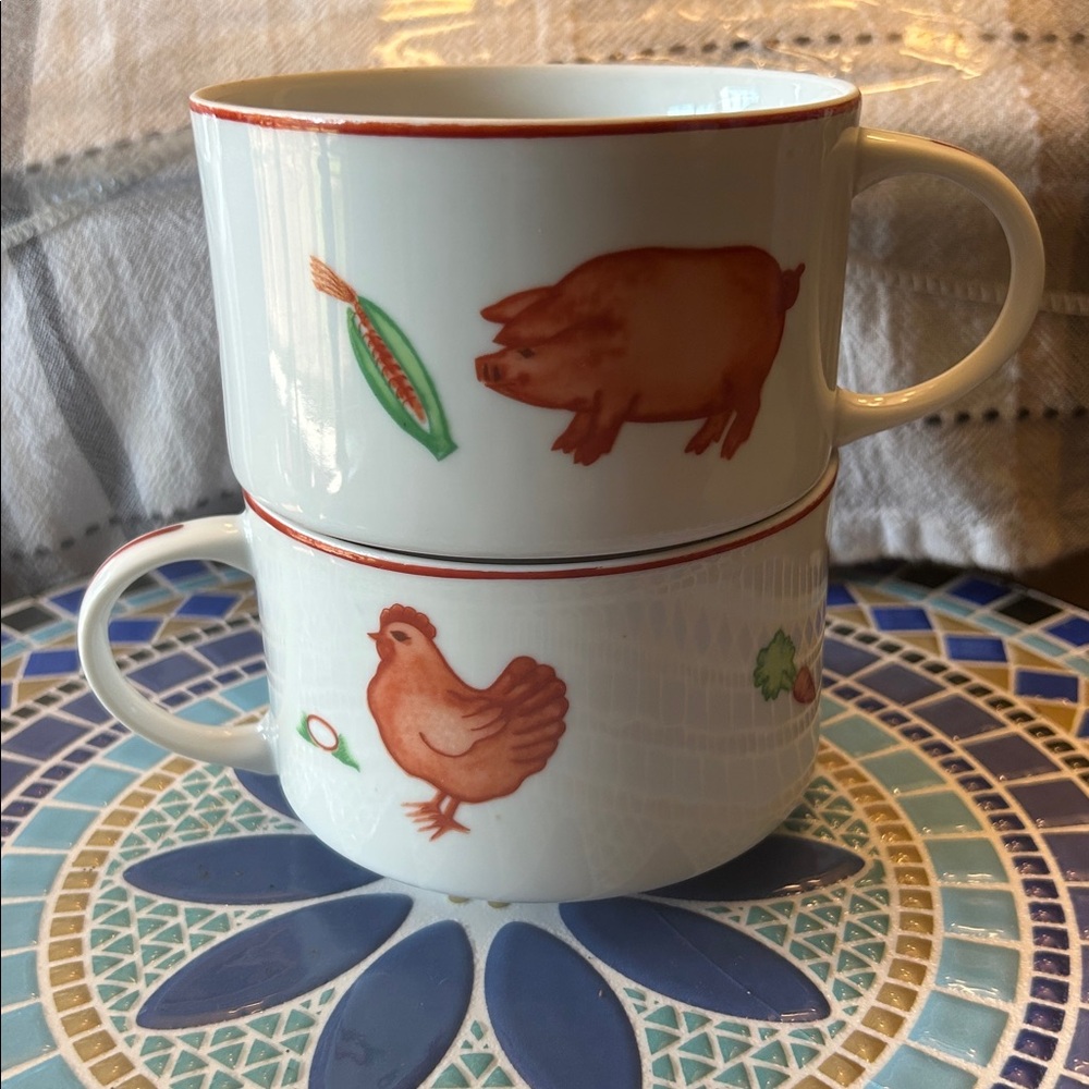 Vintage Porcelain Country Gourmet Animal Soup Mug, Susan Green